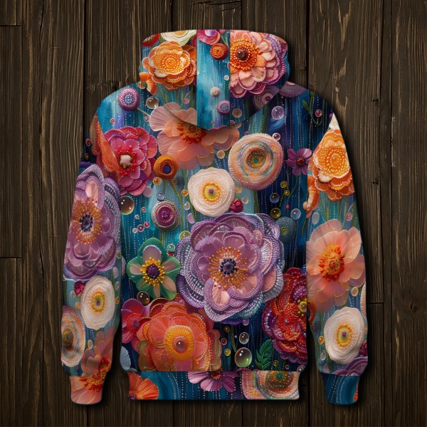 Детский худи для девочки Цветы 3D