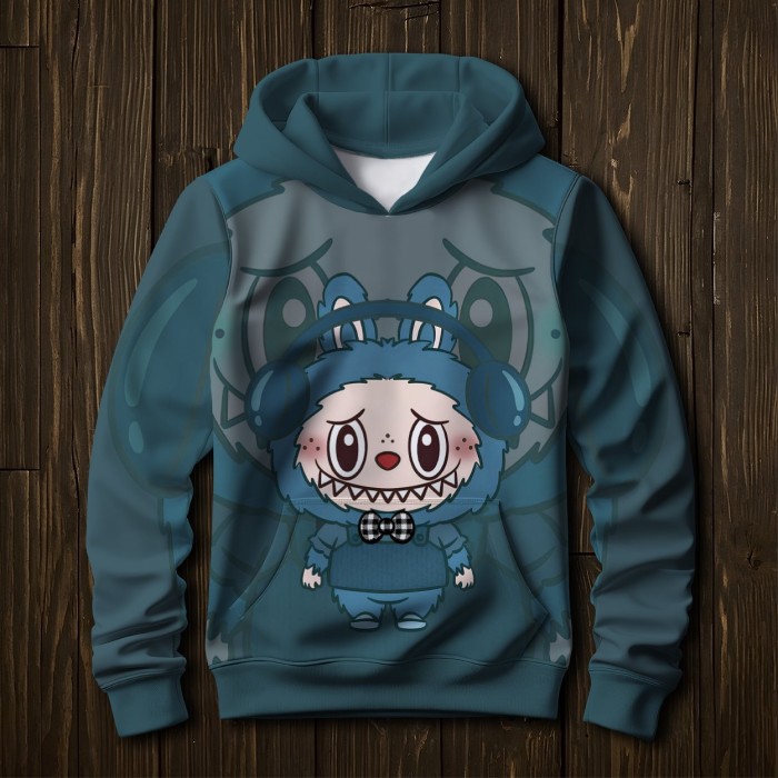 Детский худи для мальчика Labubu (Лабубу) голубой