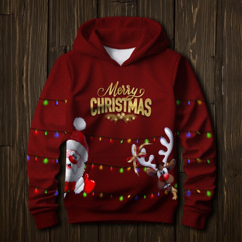 Детский худи для мальчика Рождество размер 140 (трехнитка)