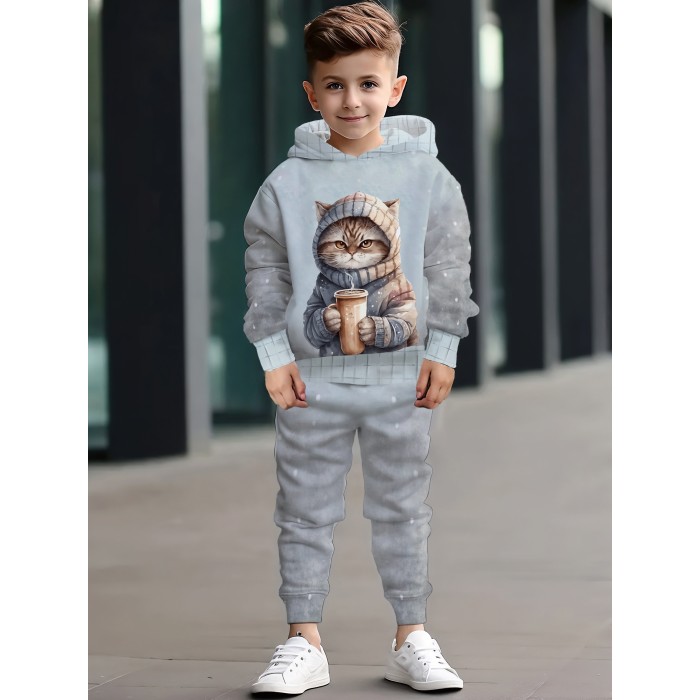 Детский костюм для мальчика Кот с кофе