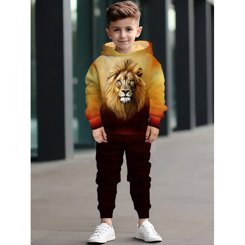 Детский костюм для мальчика Лев желтый размер 128 (трехнитка)