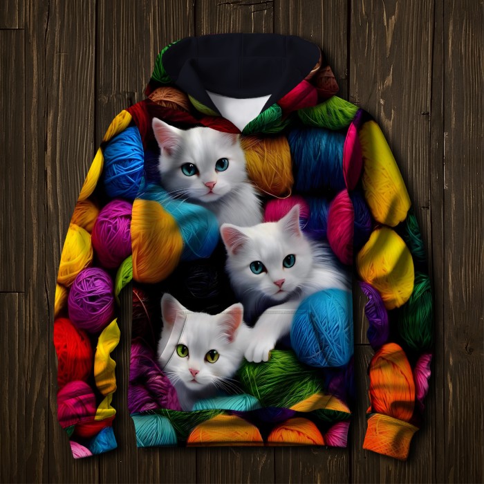 Женский худи Котики клубочки