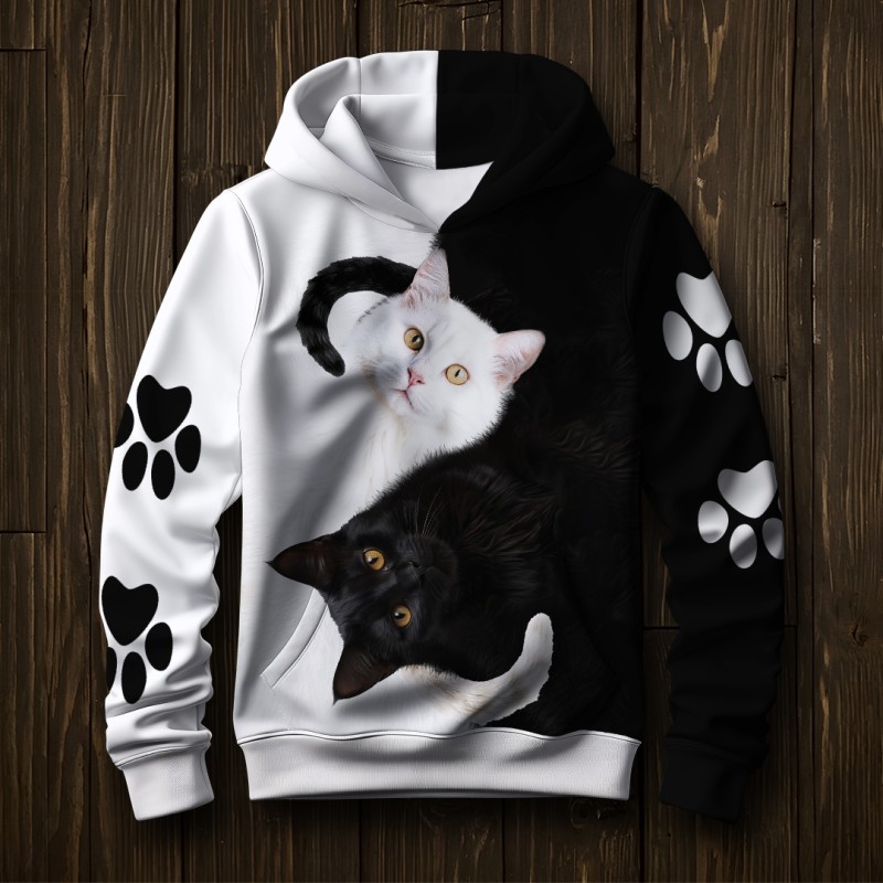 Женский худи Инь-Янь белый размер 4XL (трехнитка)