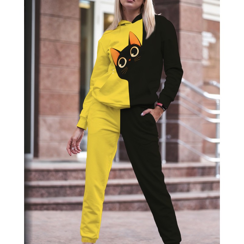Женский костюм Черный котик размер 2XL (трехнитка)